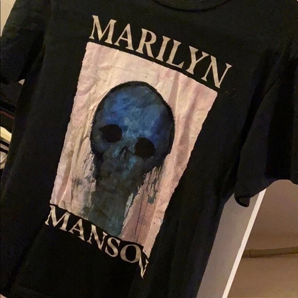 Blue Skull Marilyn Manson T Shirt - Picture 1 of 4